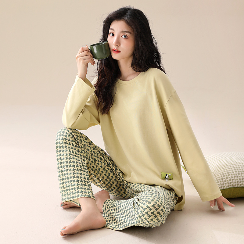 B710-Pajamas for women, spring and autumn style, pure cotton long sleeves, women's autumn new style, sweet thin style, casual home wear suit