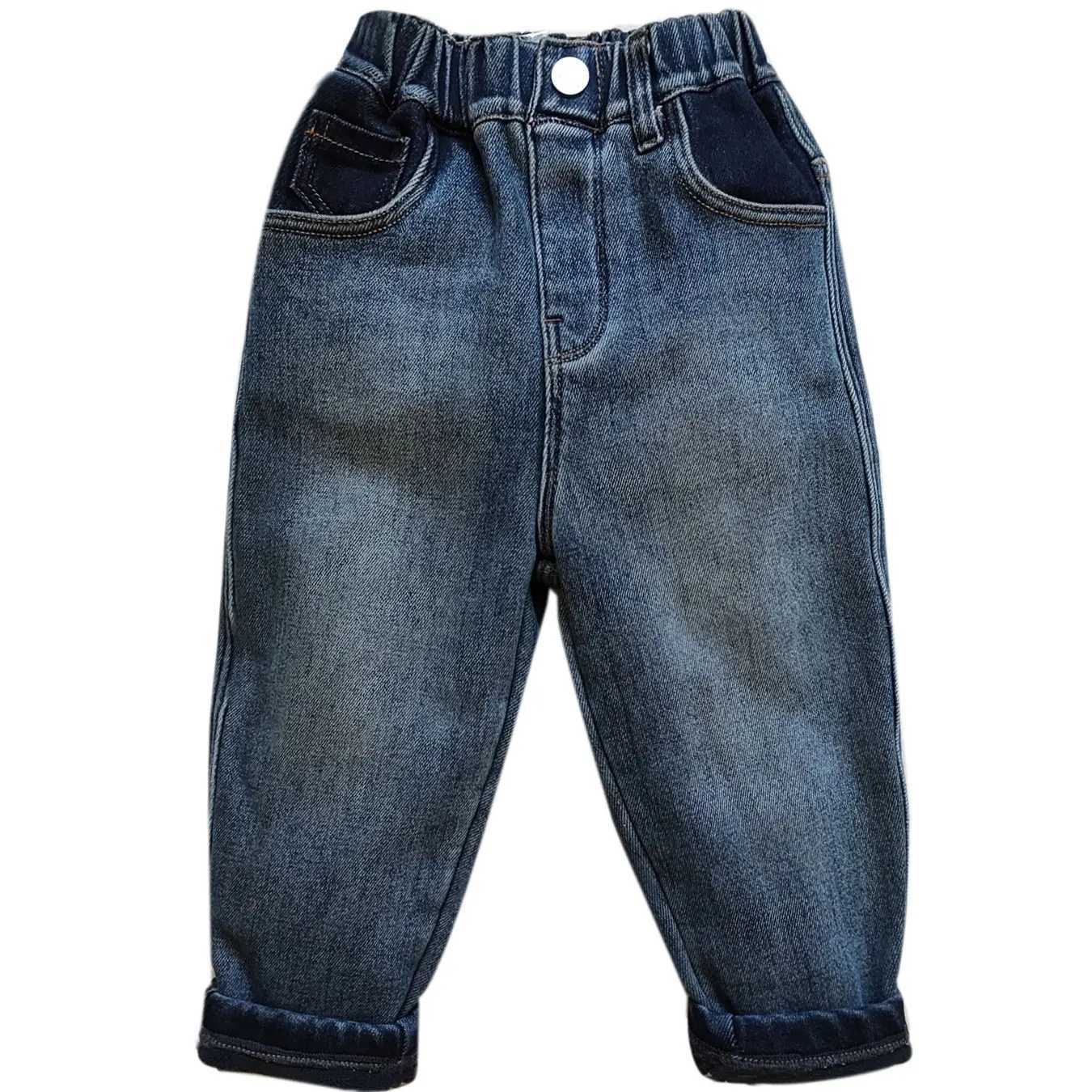5158 Loose for strong winter warm 18M-6 years Kids Boys Jeans soft denim and fleece boys clothing Z250220