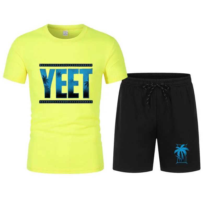 2024 New Mens Black Re-Use T-Shirt Shorts Set Summer Short Sleeve Men Overiszed Suits 2024 New Causal Clothing Sets W250221