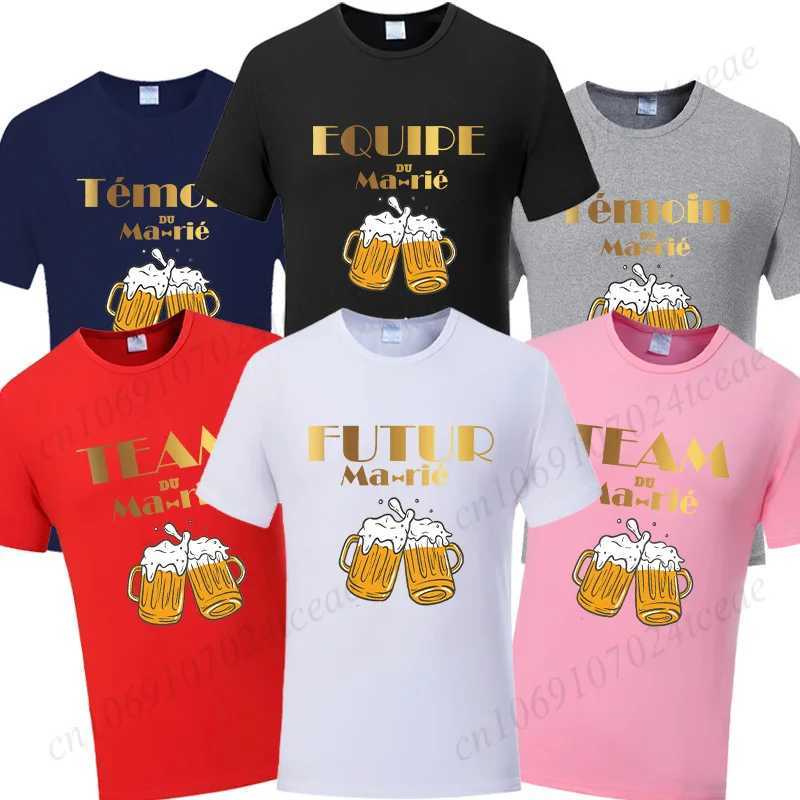 French Beer Graphic Wedding Tops Evg Team Future Groom Man Oversized Clothing Best Man Tees Boyfriend Bachelor Party T-shirt W250220