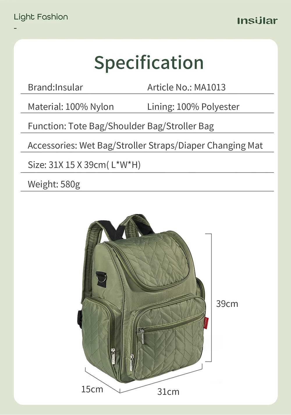 INSULAR Mommy Fashion Backpack Lady Double Shoulder Bags Baby Nursing Diaper Packs Large Capacity For Business Laptop Waterproof X250220