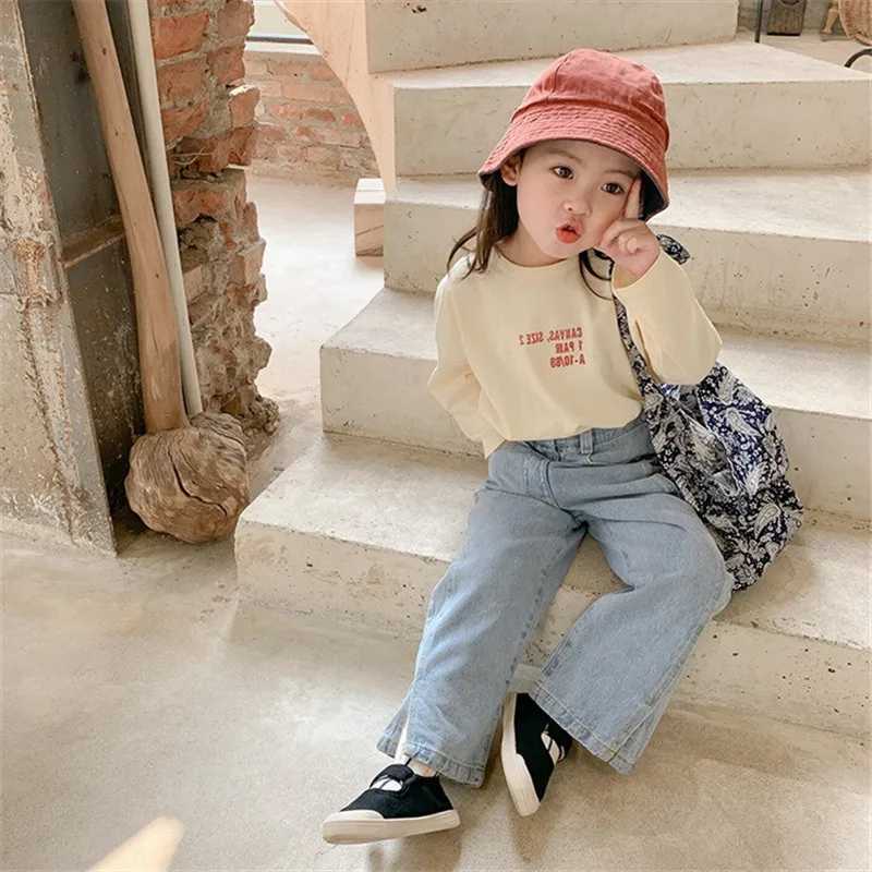 2-8T Jeans for Girls Toddler Kid Clothes Split Denim Pants Elegant Fashion Streetwear Infant Childrens Trousers Outfit Z250220