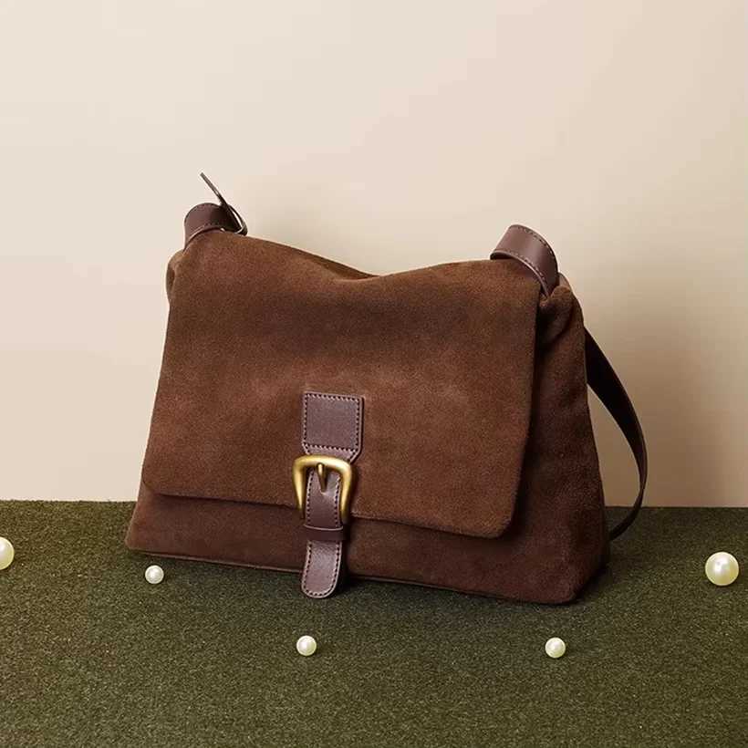 AVROs MODA Brand 2024 Newest Women Suede Bag Female Frosted Cowhide Split Leather Bucket Shoulder Bag Lady Crossbody Messenger Z250220