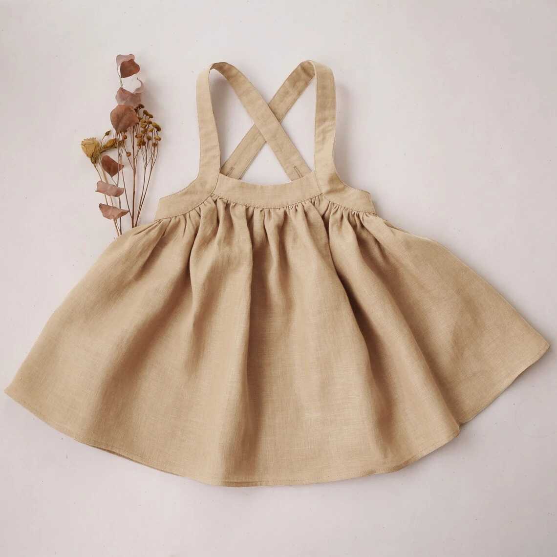 Vintage Baby Girl Strap Dress Linen Cotton Kids Dress Spring Toddler Girl Bohemian Dress For 0-5 Yrs Baby Girl Clothes Summer X250220