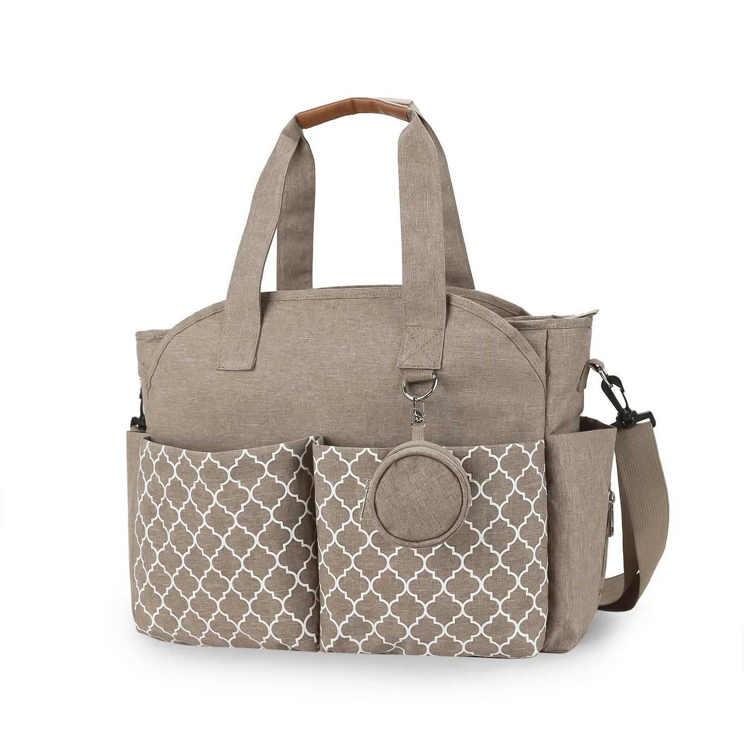 2024 New Portable Shoulder Mommy Bag Printed Geometric Pacifier Bag Maternal and Infant Travel Outdoor Mom Bag X250220