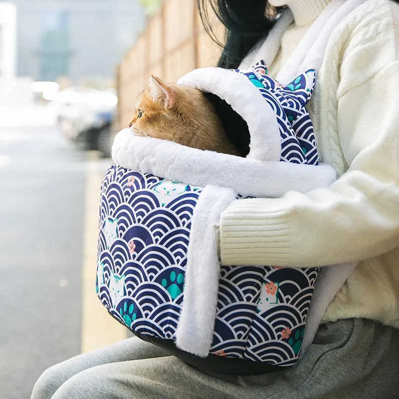 Dog Travel Bowls Bags Outdoor Travel Puppy Dog Carrier Bacpack Winter Warm Pet Carrying Bags Velvet Winter Hiding Pet Bag Cat Dog Out Backpack Travel 