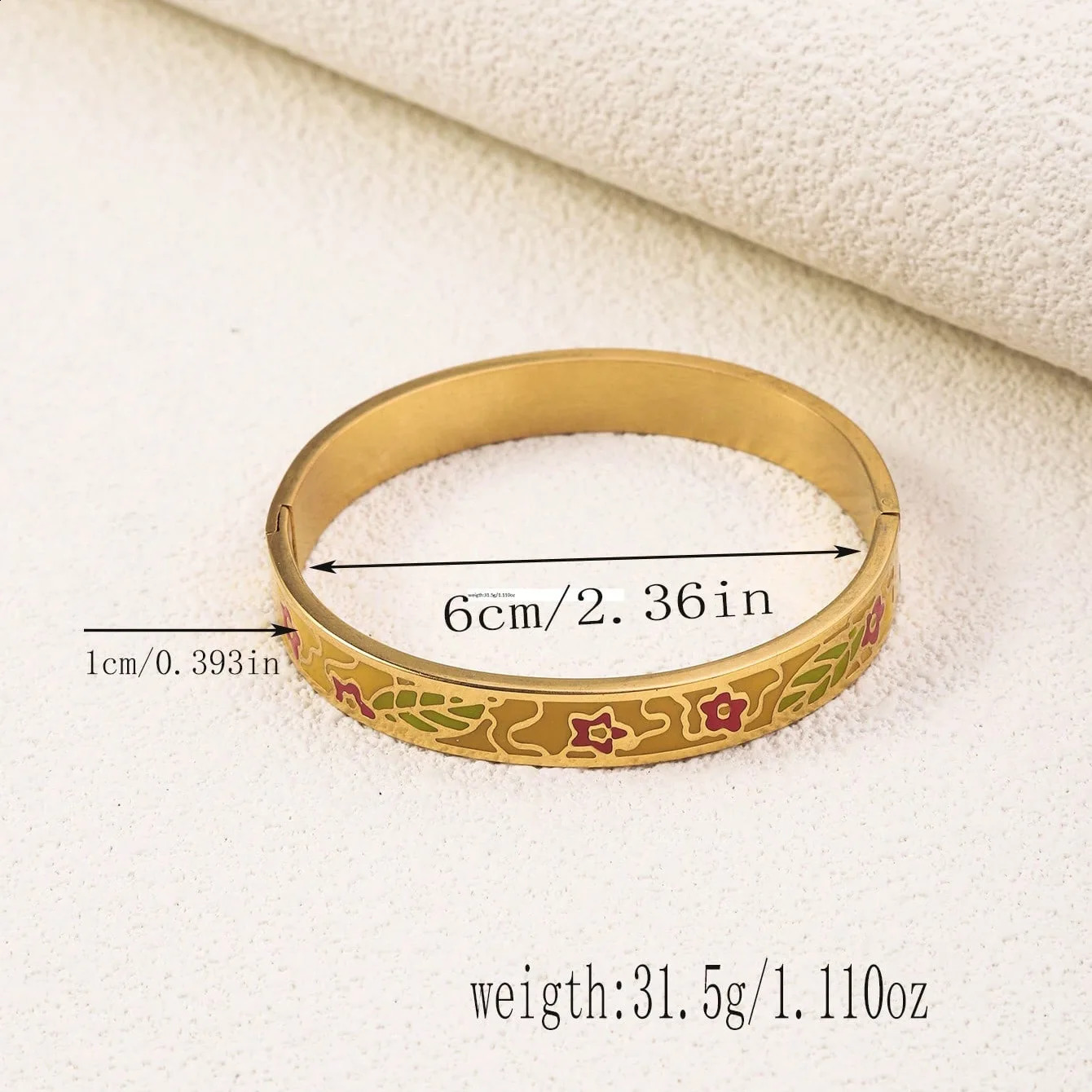 Vintage Stainless Steel Enamel Bracelet For Women Plated 18k Gold Color Open Fashion Jewelry Accessories 250220
