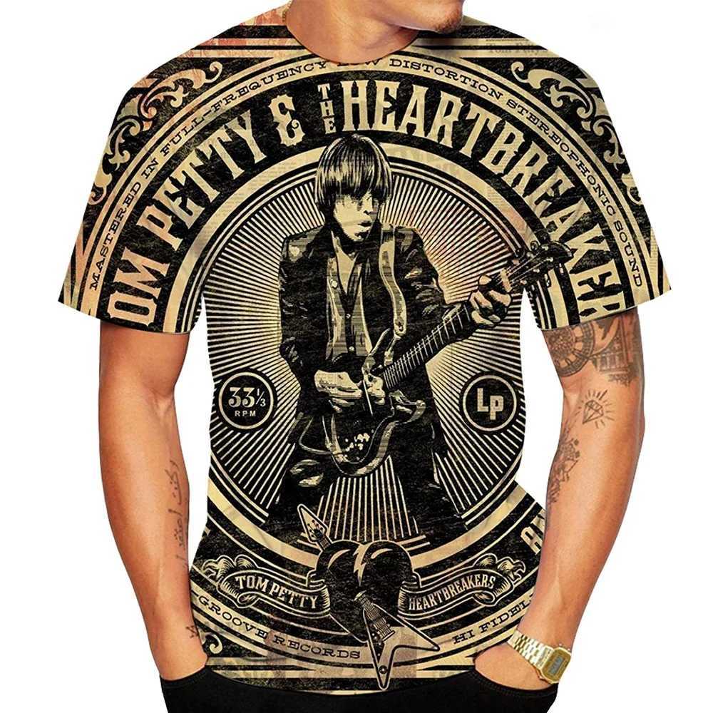 New 3D Printed T-shirts Rock Singer Tom Petty Short Sleeve T Shirt W250220