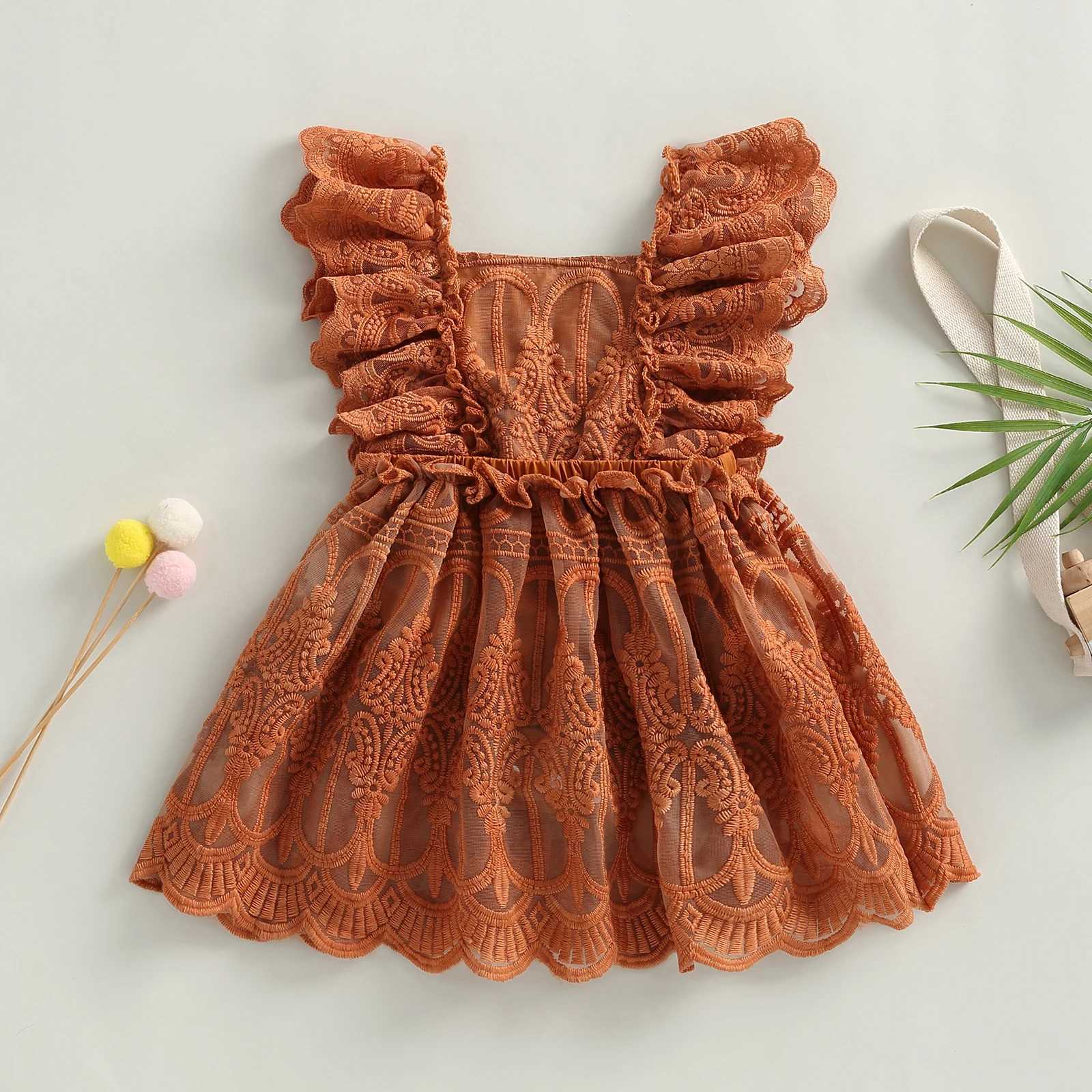 Pudcoco newborn baby summer lace jumpsuit pleated sleeves backless solid color baby jumpsuit 0-24M X250220