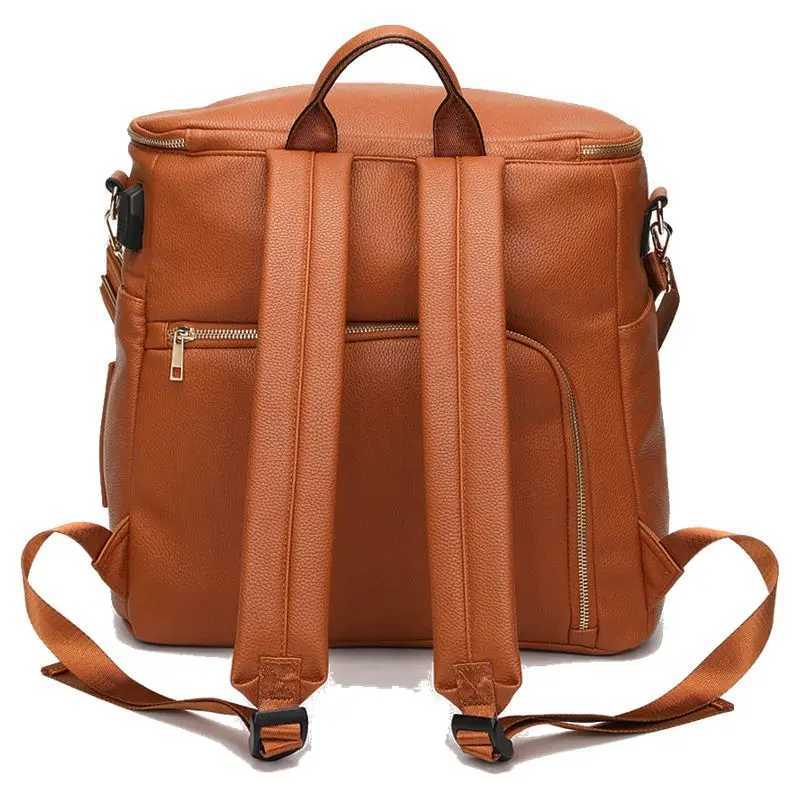Baby Diaper Bag Backpack Solid PU Leather Mummy Maternity Bag Large Capacity Travel Back Pack Stroller Bags with Changing Pad X250220