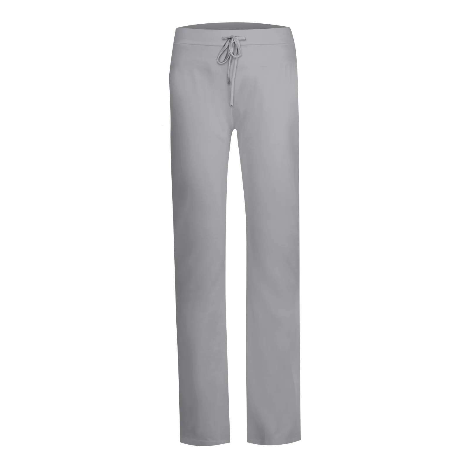 Activewear Women Wide Leg Casual Cotton Yoga Pants With Pockets High Waist Drawstring Baggy Sweatpants Flare Leggings