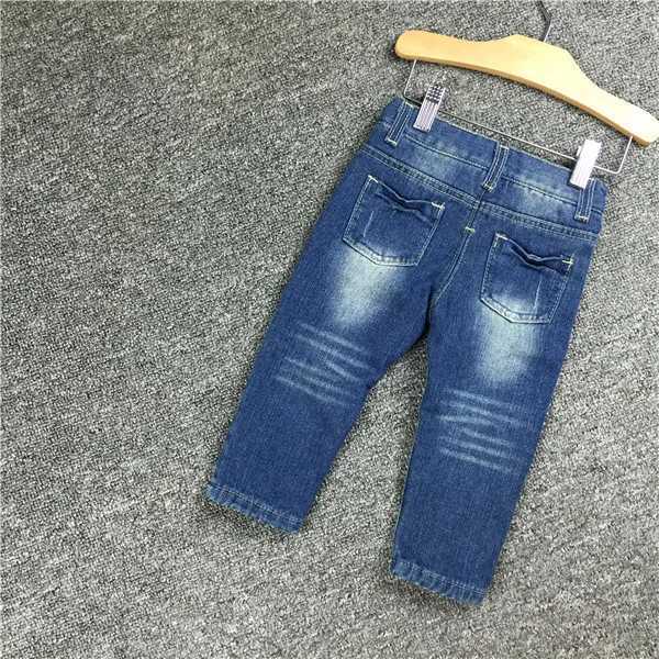 Winter Warm Baby Pants Jeans Toddler Baby Boy Girl Ripped Add Velvet Jeans Pants Cowboy Infant Kids Holes Jeans Clothes 9-24M Z250220