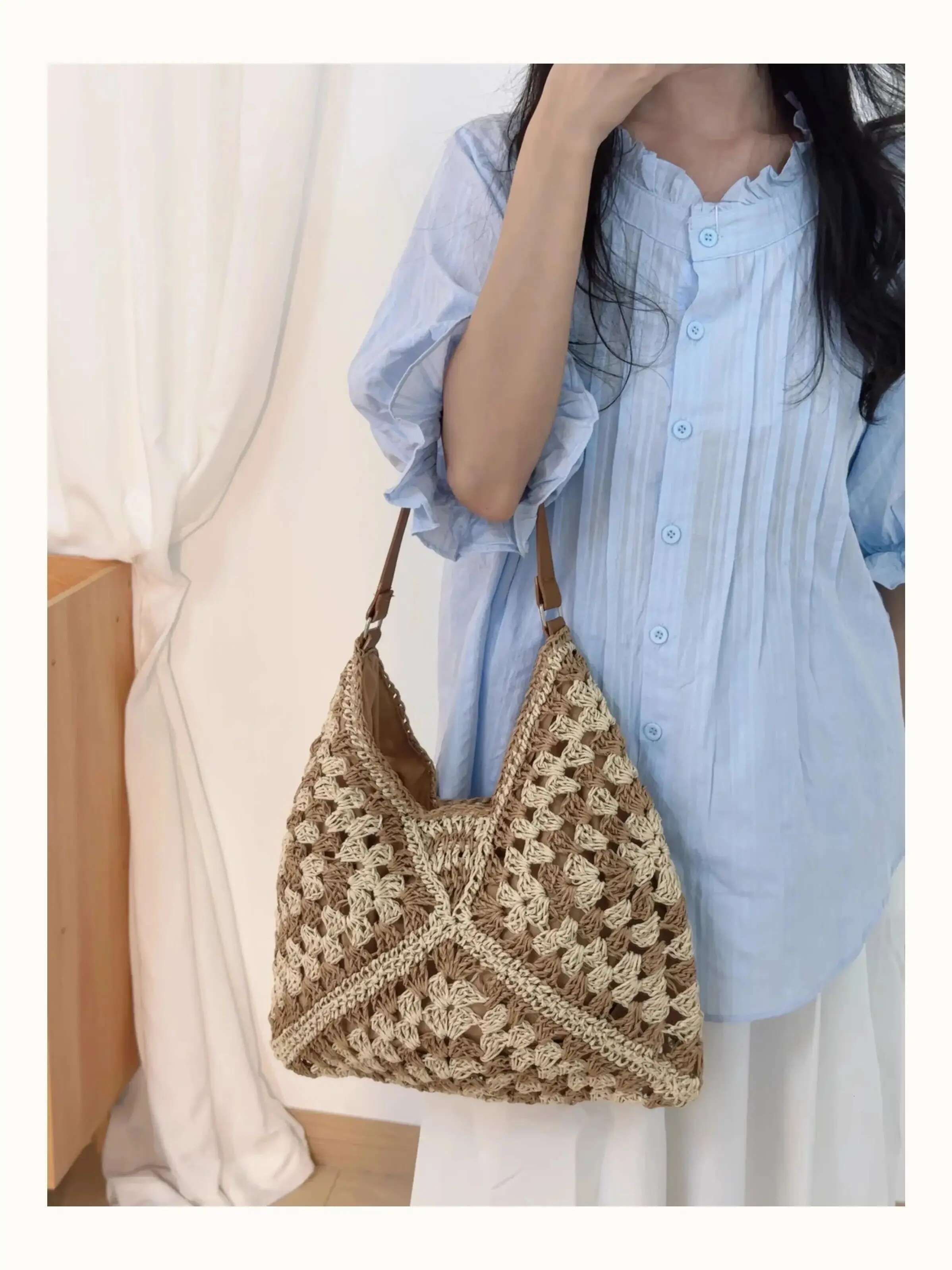 Bags 2024 Ladies Hand Customized High Quality Straw Women Women's Handbag Shoulder Bag