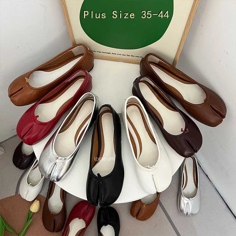 IPPEUM Tabis Black Ballets Flats Split Toe Mary Janes Plus Size 44 Dress Loafers Ballerina New Shoes Women Y250220