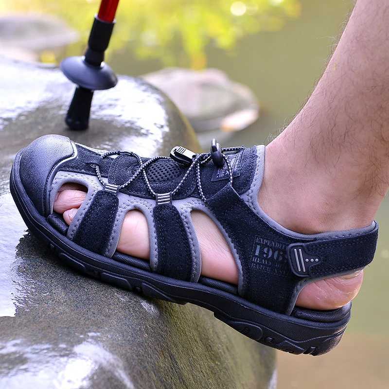 New Arrival Men Large Soft Sole Summer New Slippers Baotou Breathable Beach Shoes Outdoor Casual Shoe Chaussure Homme Size T250220