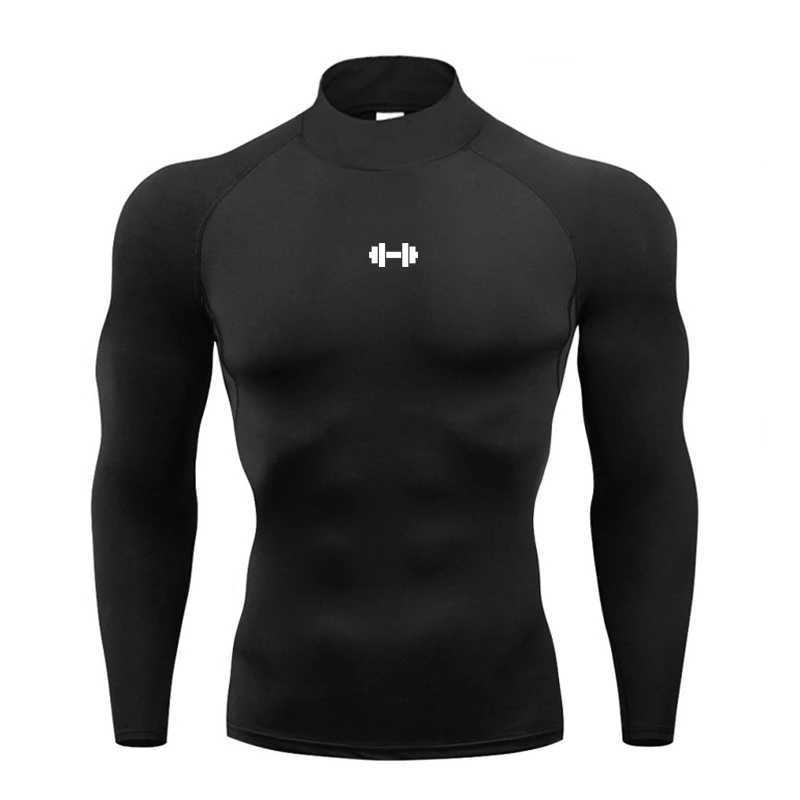 Mens Running T-shirts Compression Long Sleeve Sport Shirts Dumbbell Fitness Training Jogging Gym Sportswear Quick Dry Rashgard W250220