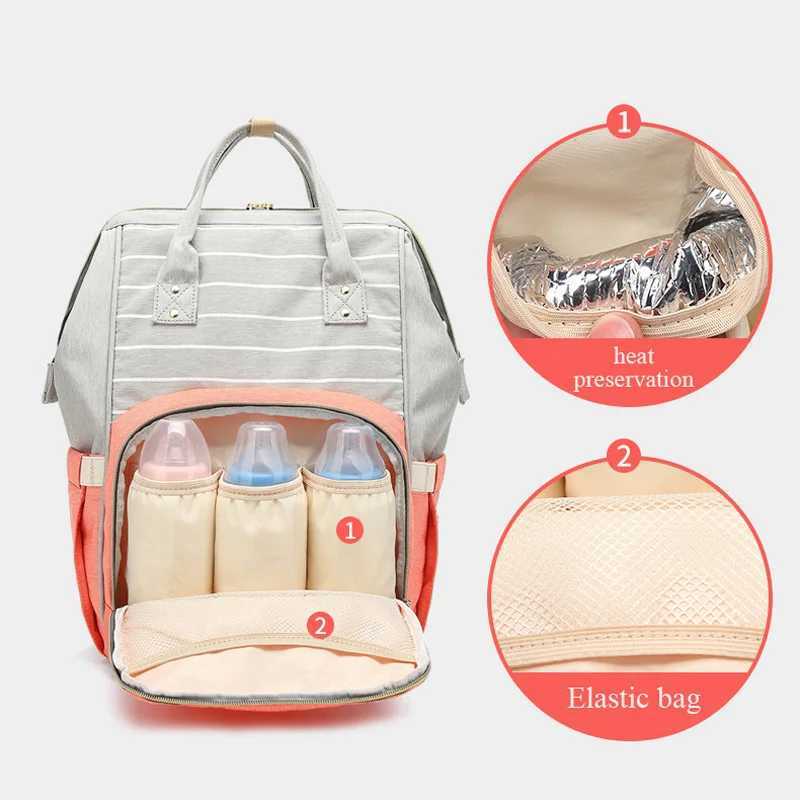 Lequeen Fashion Mummy Maternity Nappy Bag Large Capacity Nappy Bag Travel Backpack Nursing Bag for Baby Care Womens Fashion Bag X250220