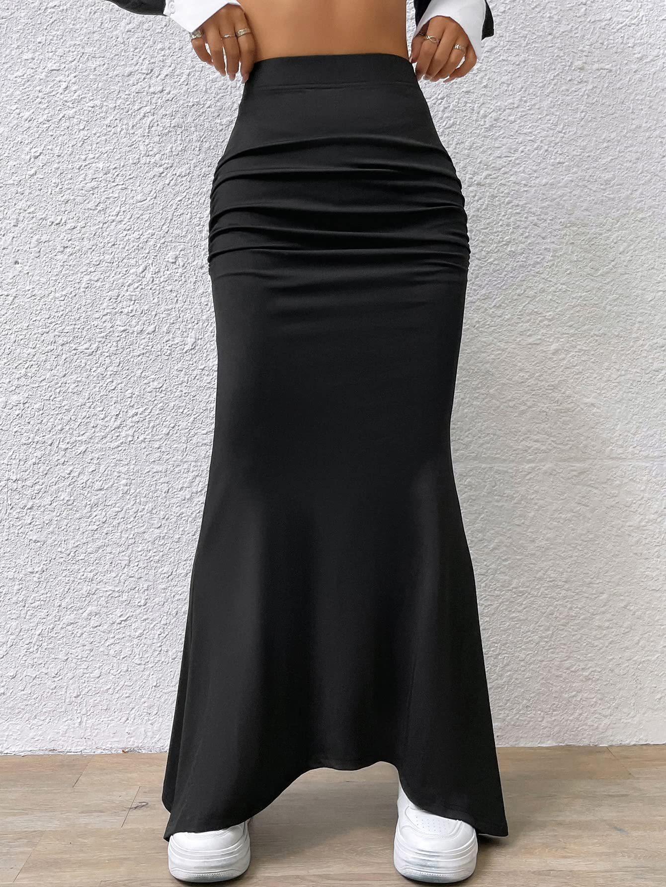 F9175 Foreign trade women's clothing independent station 2023 ladies new half-length skirt knitted solid color fishtail skirt long skirt