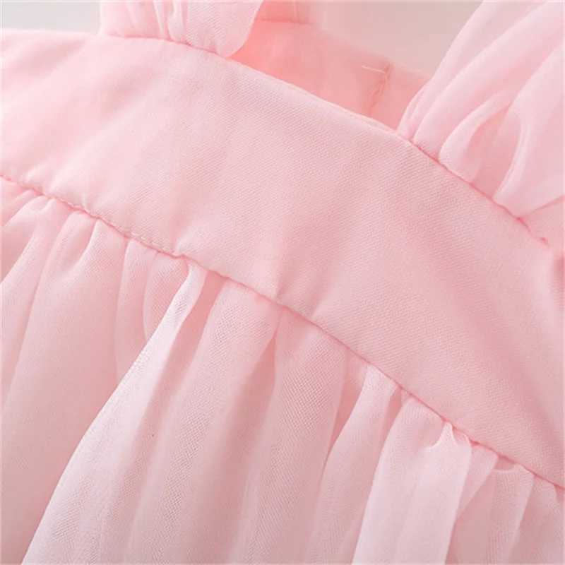 Cute Flower Fairy Baby Party Dress Summer Solid Color Grid Princess Evening Dress Childrens Clothing 0-3 Years Old X250220