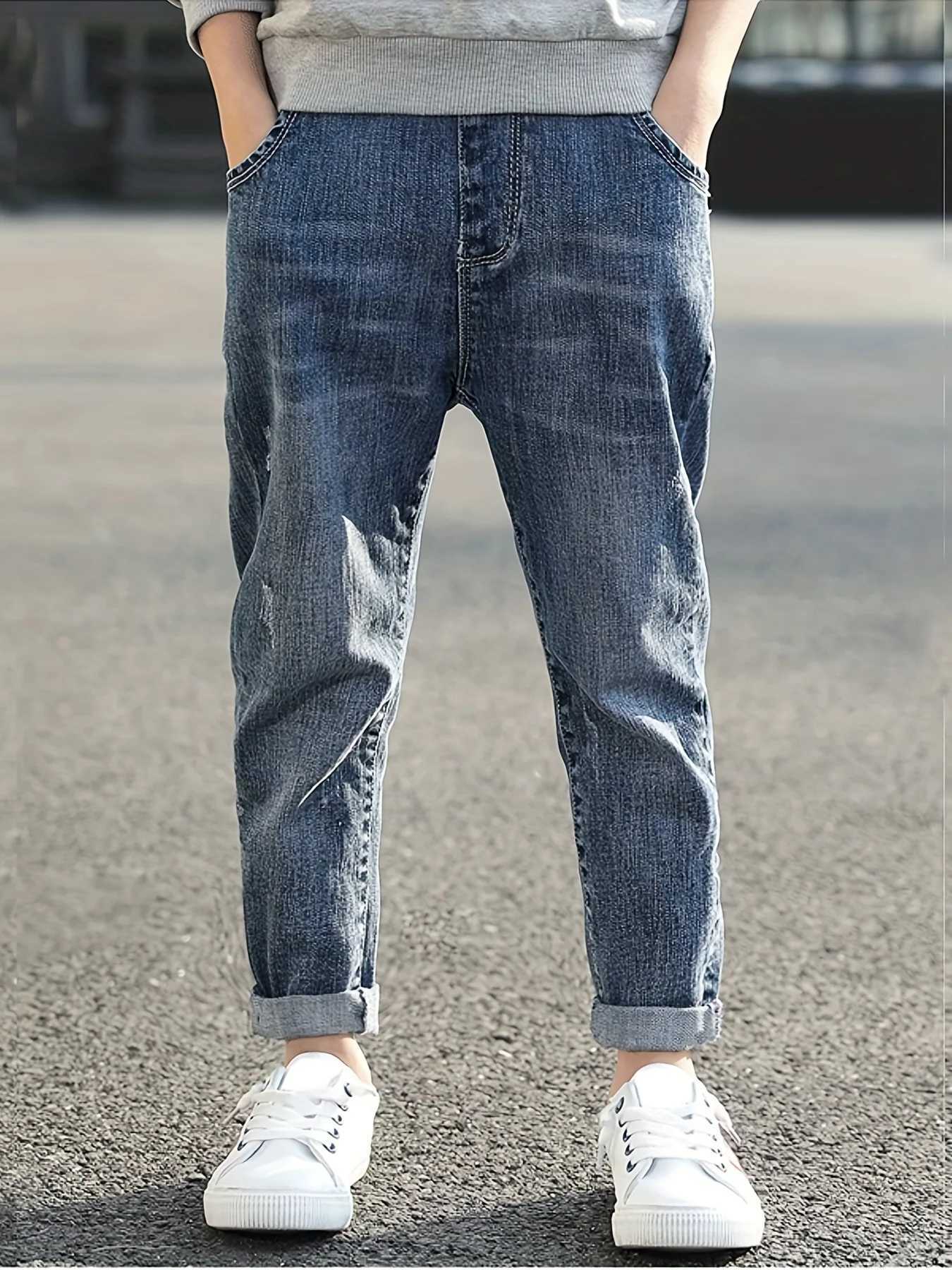 IENENS Kids Boys Jeans Baby Slim Fit Pants Children Denim Clothing Boy Casual Wear Bottoms Fashion Trousers 5-11 Years Z250220