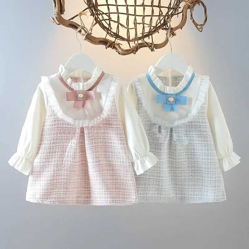 0-3Y Girls Dresses Spring A Line Dress Bow Decoration Long Sleeve For Girls Baby Clothing X250220