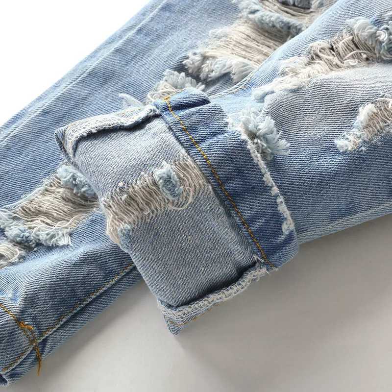 Boys girl hole Jeans pants Excellent than cotton New casual children Trousers baby toddler Comfortable kids clothes Children Z250220