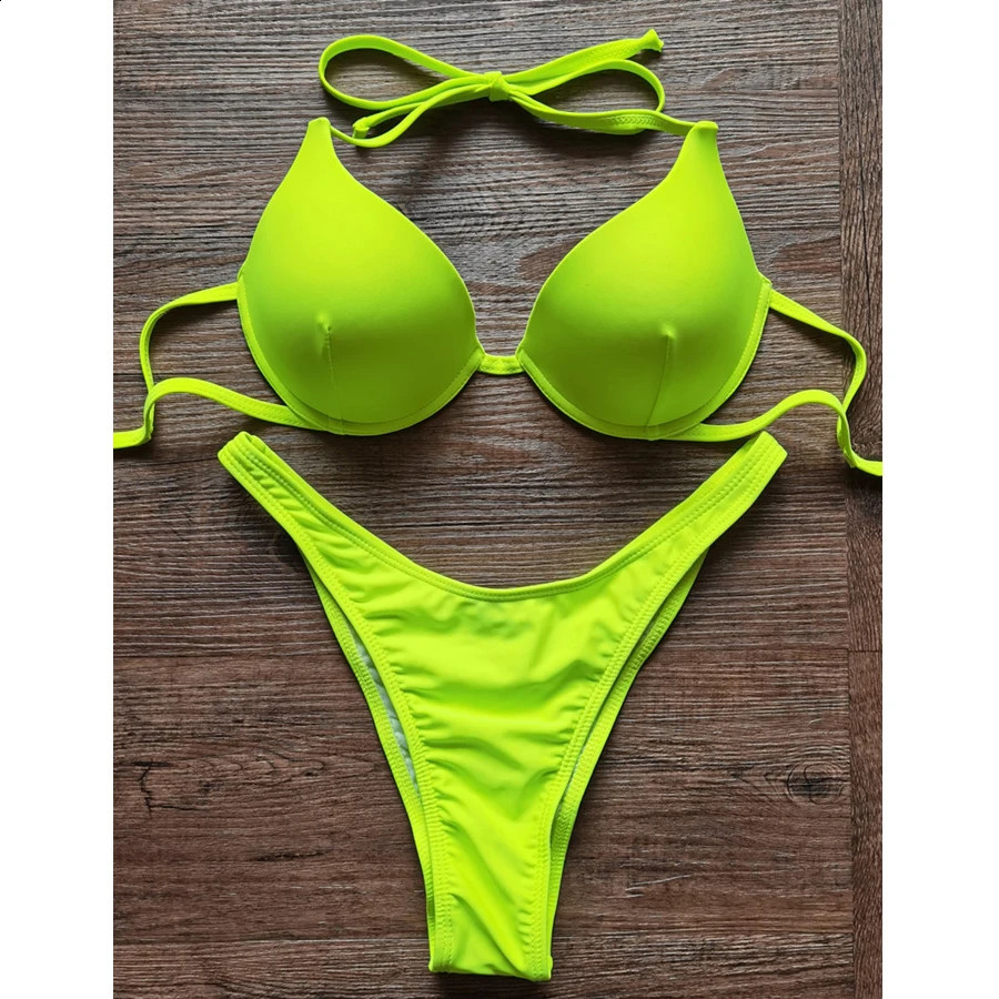 VIKINII Sexy Push Up Bikinis Set Women Beachwear Underwire Gold Swimwear Female Hight Cut Swimsuits 250220