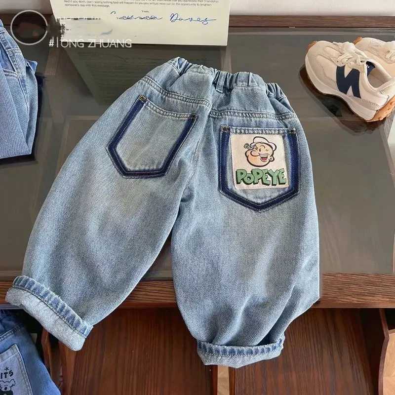 Spring and Autumn Boys Jeans New Fashionable Simple Loose Casual Straight Tube Pants Baby Pants Z250220
