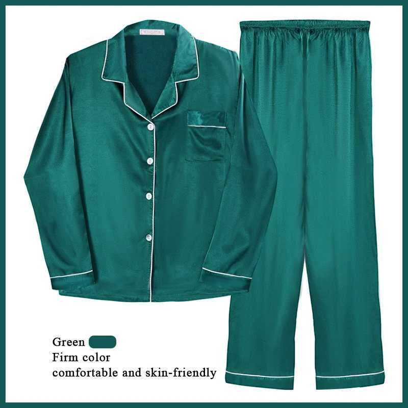 Clearance Sale 2 PCS Women Full Sve Pajamas Sets M-XXL Pyjama Spwear Spring Autumn Fashion Homewear Faux Silk NightwearXJ250220