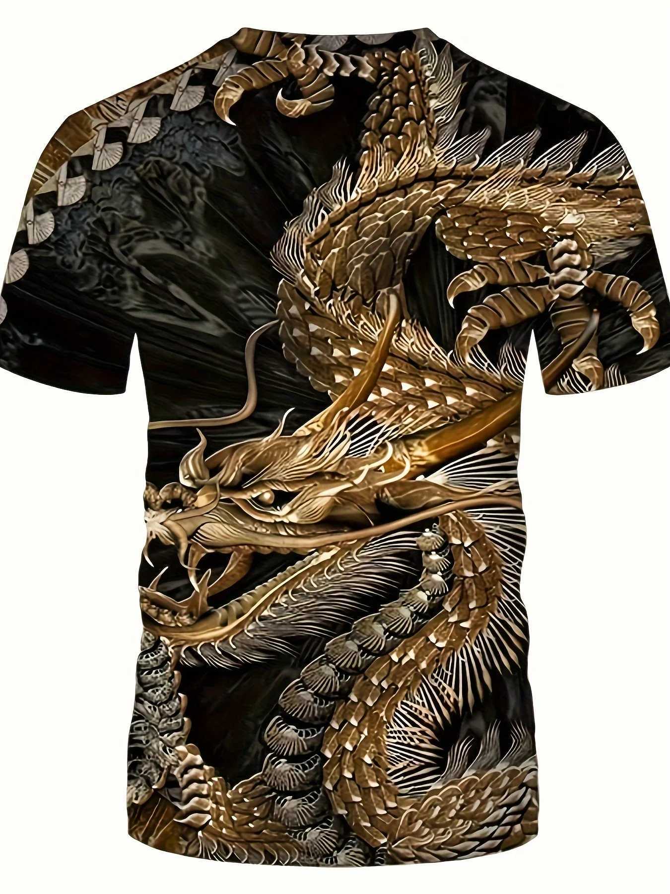 Summer Daily Mens Casual Round Neck Short sleeved T-shirt 3D Printed Dragon Pattern Printed Outdoor Street W250220