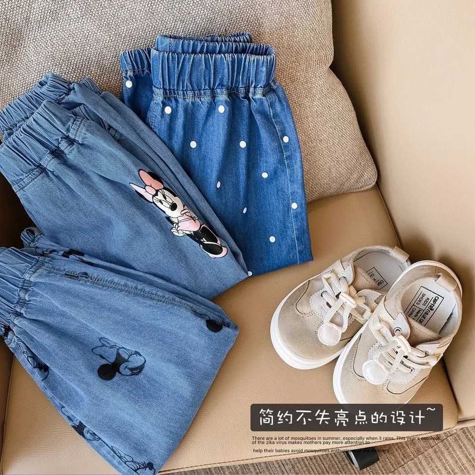 Baby Girls Clothes Jeans 2024 Summer Kids Print Loose Elastic Denim Pants Fashion Children Trousers Z250220