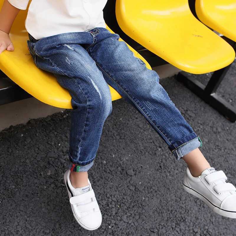 IENENS fashionable jeans suitable for children boys denim pants spring autumn ultra-thin jeans young boys denim Trousers elastic waist pants Z250220