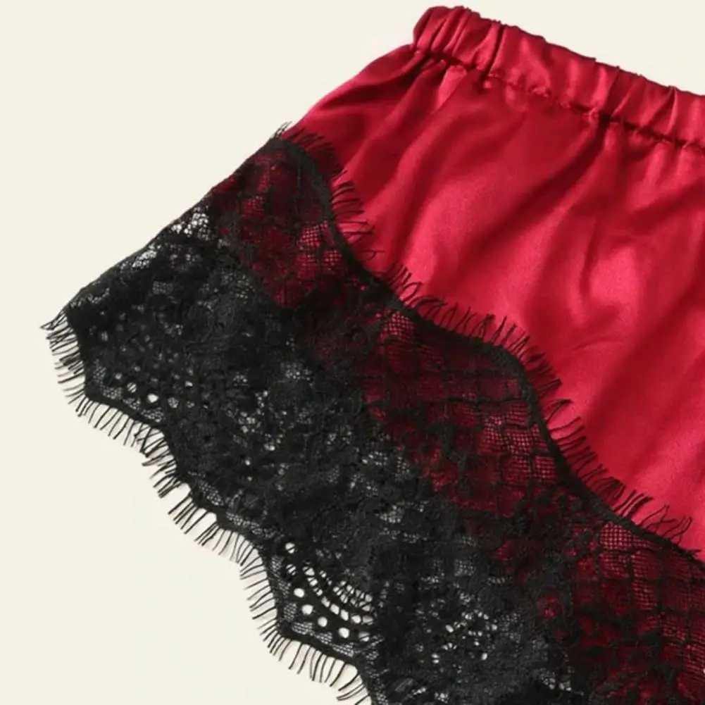 Sexy Women Pajama Suit Satin Camisole Shorts Set V Neck Babydoll Lace Bowknot Pyjamas Sp Shorts Set Spwear LingerieXJ250220