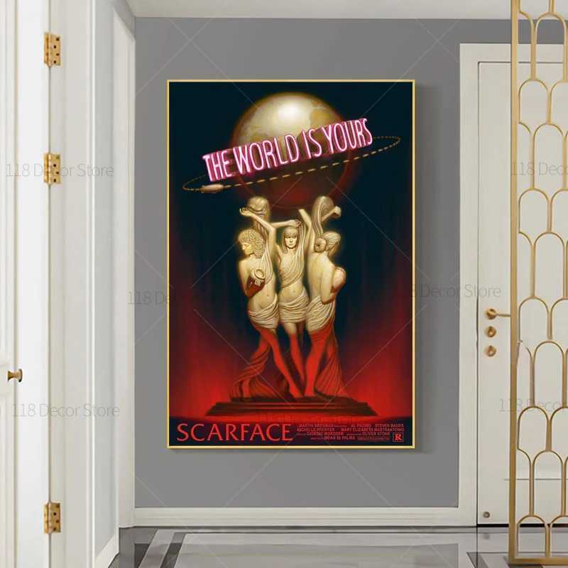 The World Is Yours Scarface Retro Trippy PSYCHEDELIC Oil Painting Posters And Prints On Canvas Wall Art Picture For Living RoomT250221
