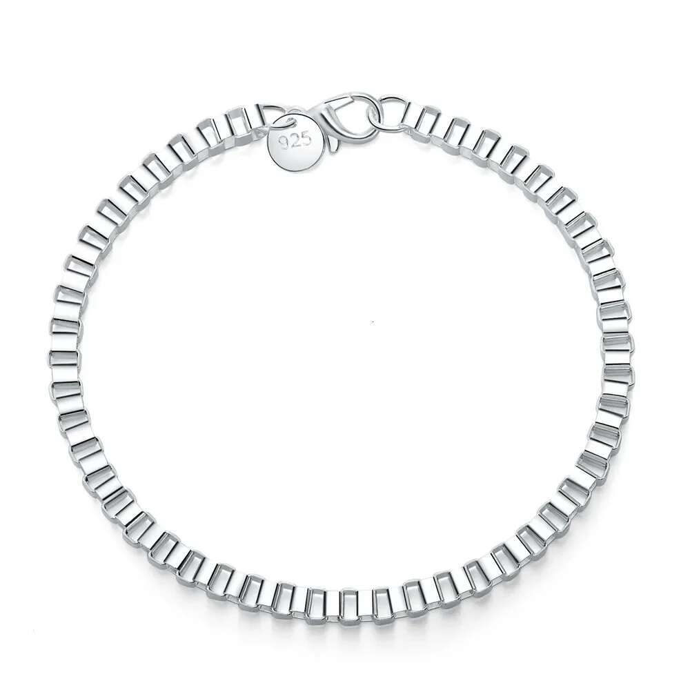 Sterg Sier Bracelet 4MM Venetian Box Exquisite Women Fashion Wedding Party Gift Jewelry