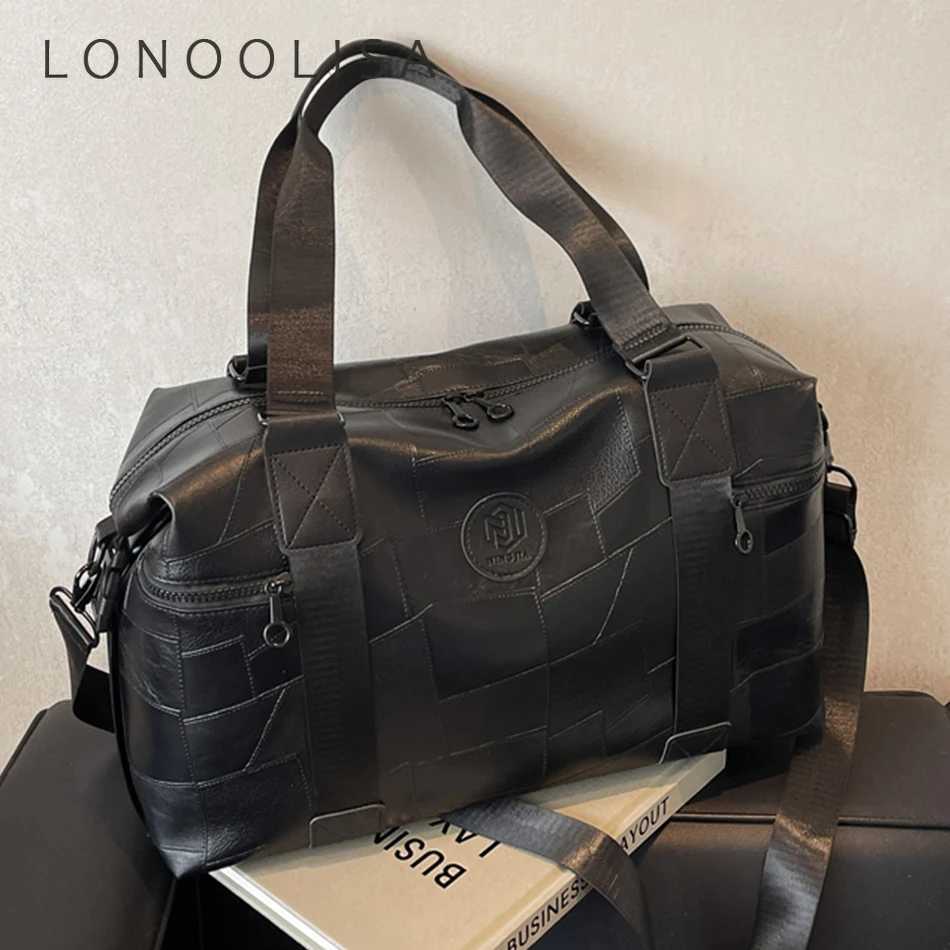 Designer Fitness Tote Large-Capacity Travel Bags Simple Black Handbags Sports Womens Pu Leather Shoulder Crossbody Bags 2025 Y250221
