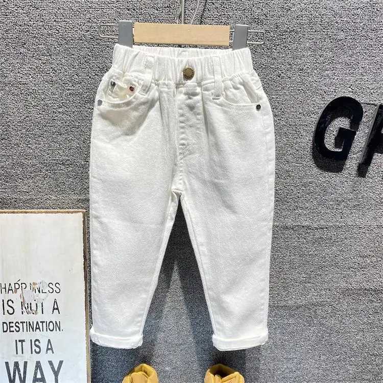 Childrens ripped pants Trouser baby boy jeans brand fashion autumn 3-8Y white children Trouser childrens clothing 2022 new 23 Z250220
