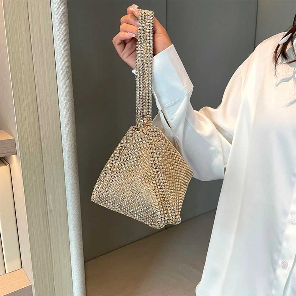 Evening Dinner Clutch Bag Glitter Elegant Women Lady Party Cocktail Wedding Bag Zipper Closure Rhinestone Decorated Underarm Bag Z250220