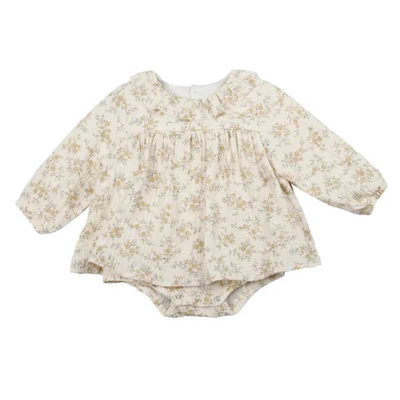 Floral Baby Girl Dresses Spring Organic Cotton Newborn Girl Romper Toddler Girl Clothes X250220