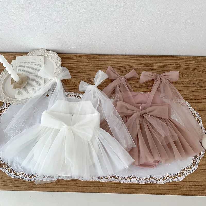 2024 Summer New Sleeveless Lace Bodysuit Infant Baby Girl Party Mesh Dress Infant Girls Princess Dress Jumpsuit X250220