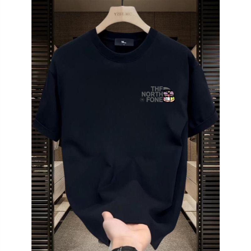 New summer cotton short sleeve T-shirt men's and women's heavy loose brand half sleeve shirt lovers printed T-shirt 2025