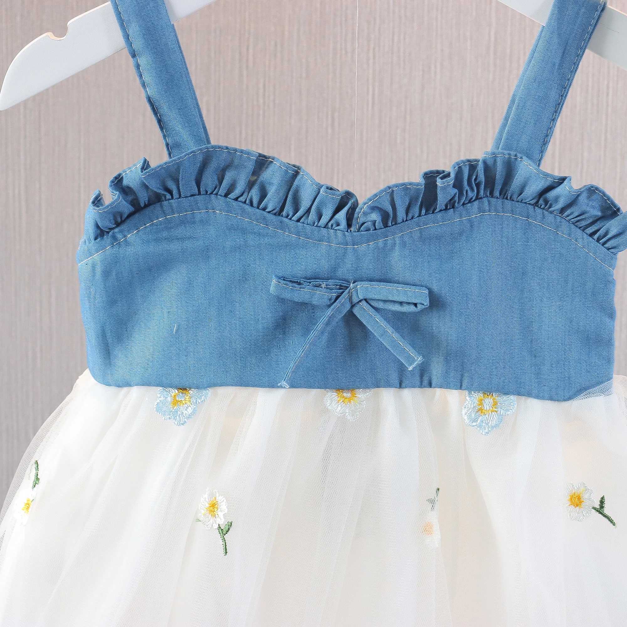 Summer New Girls Dress Sweet Princess Dress+Hat Mesh Pleats Birthday Party Dress (2-3 years old) X250220