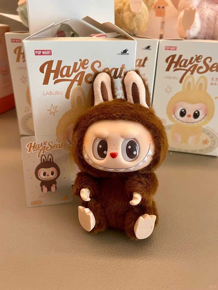Authentic Labubu Sitting Party Macaron Vinyl Base 2.0 Series Pendant Doll Home Decoration Keychain Series Model Childrens Toy Christmas Gift W250220