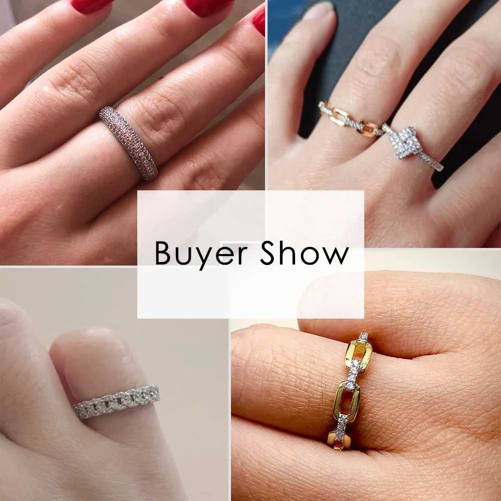 Band Rings Simple Cuban Link Chain Dainty Rings for Women Teens Gold Color Aesthetic Iced Out Zircon Stacking Matching Design Rings Jewelry J250217 2U
