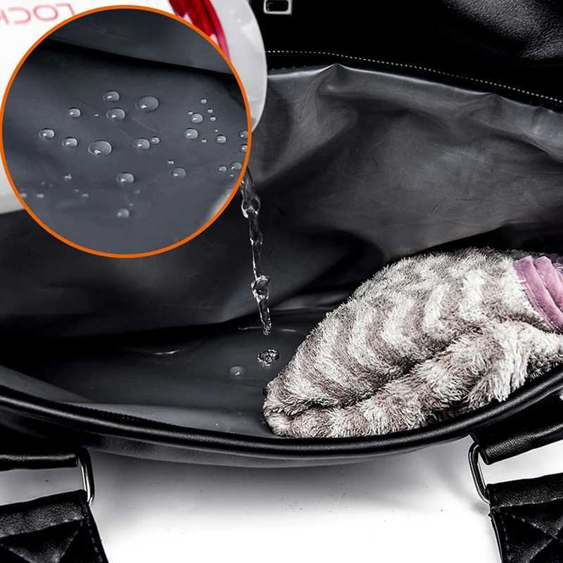 Large Capacity Travel Bag PU Travel Handbag Men Carry On Luggage Duffle Bags Soft Casual Black Big Weekend Bags Travelling Tote Y250304