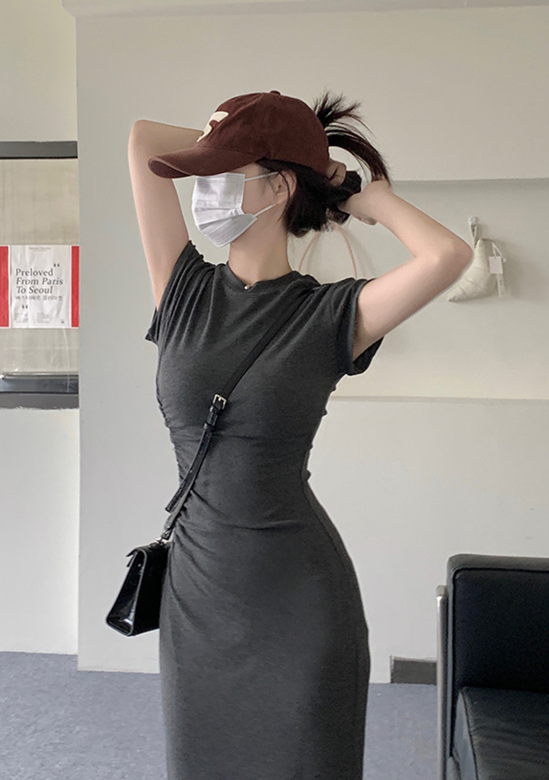 LC9886 French slim dress female summer niche design 2025 new style body-shaping suit light mature style hip skirt