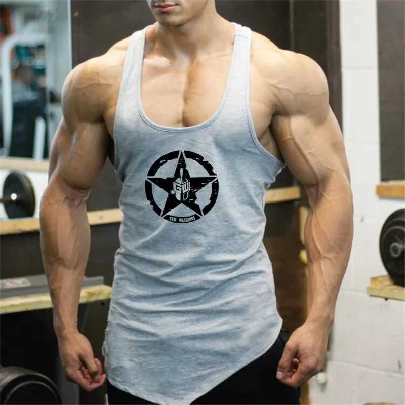 Gym Bodybuilding Muscle Shirts Summer Sleeveless Cotton Breathable Tank Tops Mens Fitness Sports Irregular Hem Hip Hop Singlets W250220