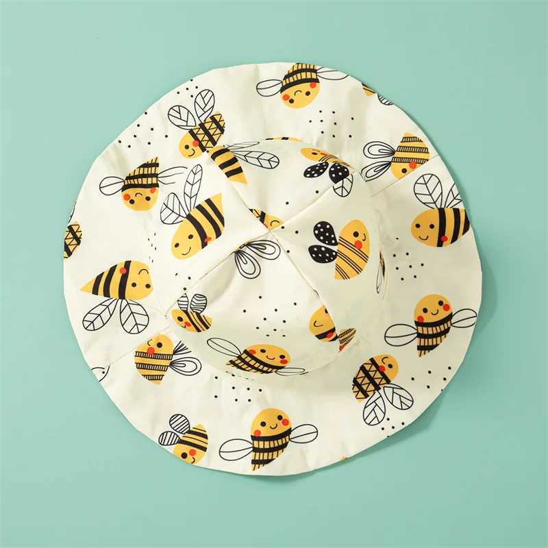 Cute bee print baby girl dress for summer beach party childrens sleeveless clothing free hats for children aged 0-3 X250220