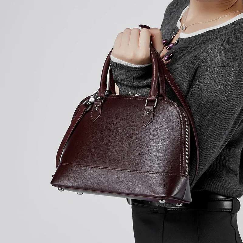 Women Genuine Leather Shoulder Female High Capacity Commuter Casual Handbag Totes Crossbody Bag Purse