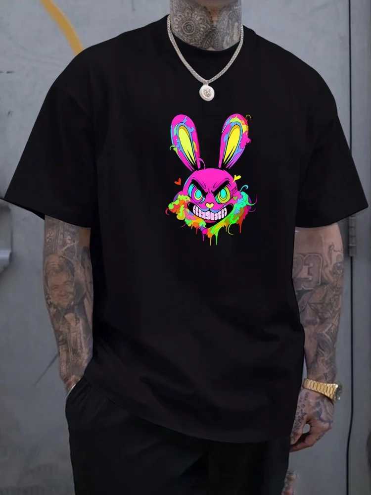 Summer Daily Casual Mens Short Sleeve Top 3D Rabbit Print Mens T-shirt Outdoor Street Fashion Mens Sports Short Sleeve W250220